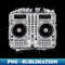 DJ Deck Black Work Ink line Drawing - Creative Sublimation PNG Download