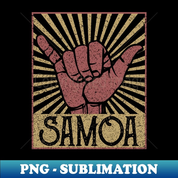 Vintage Shaka Samoa Samoan Beach Sunset Surfer 1 - Exclusive PNG Sublimation Download