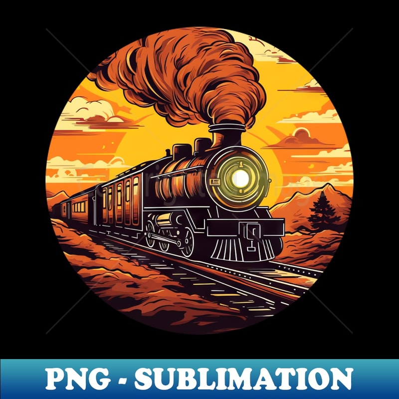 Sublimation Train Design Vintage Steam Locomotive Train at Sunset, Atmospheric Design | Inspire ...