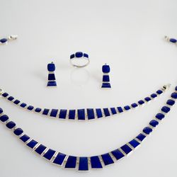 Sterling Silver Set with Natural Lapis Lazuli Stones