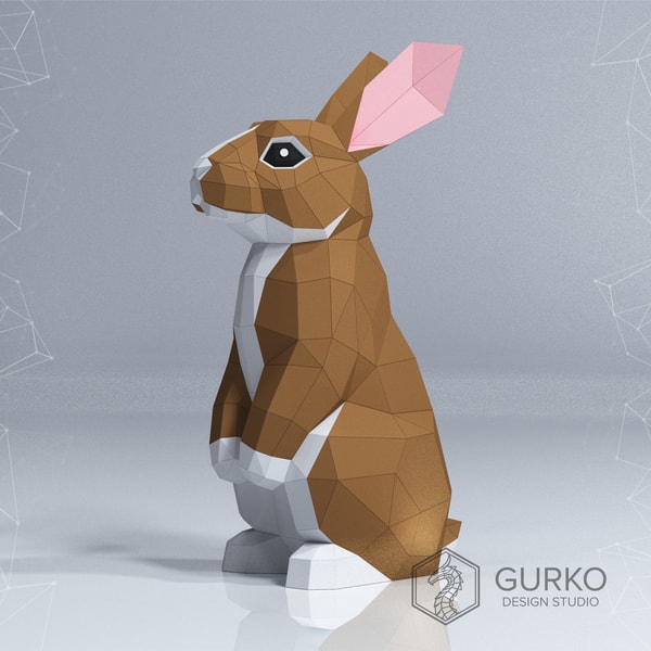 Two Rabbits Papercraft, Hare, Pdf, Gurko, Pepakura, Template - Inspire ...