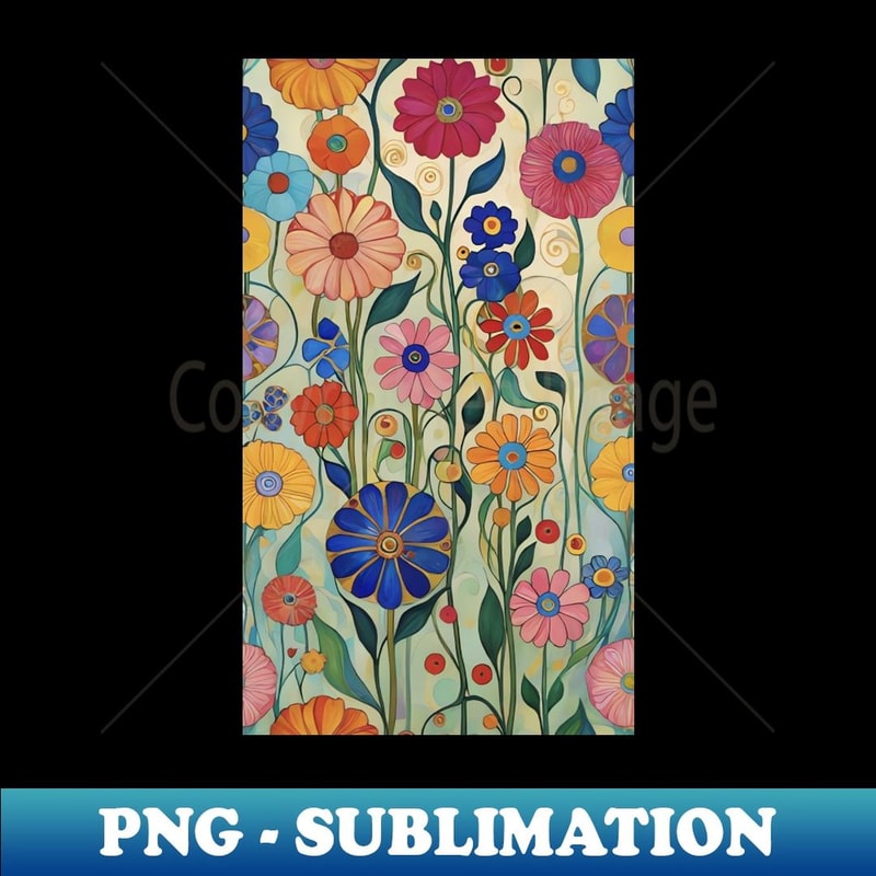 Gustav Klimt's Floral Elegance Inspired Floral Pattern - Unique Sublimation PNG Download