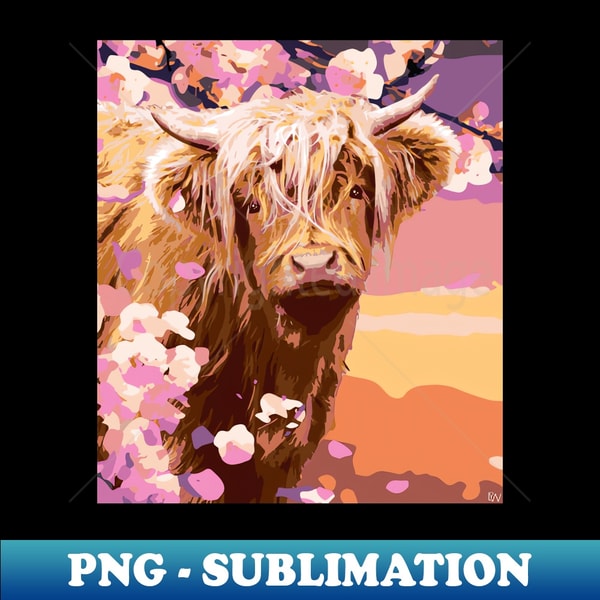 Cute Highland Cow - Instant Sublimation Digital Download