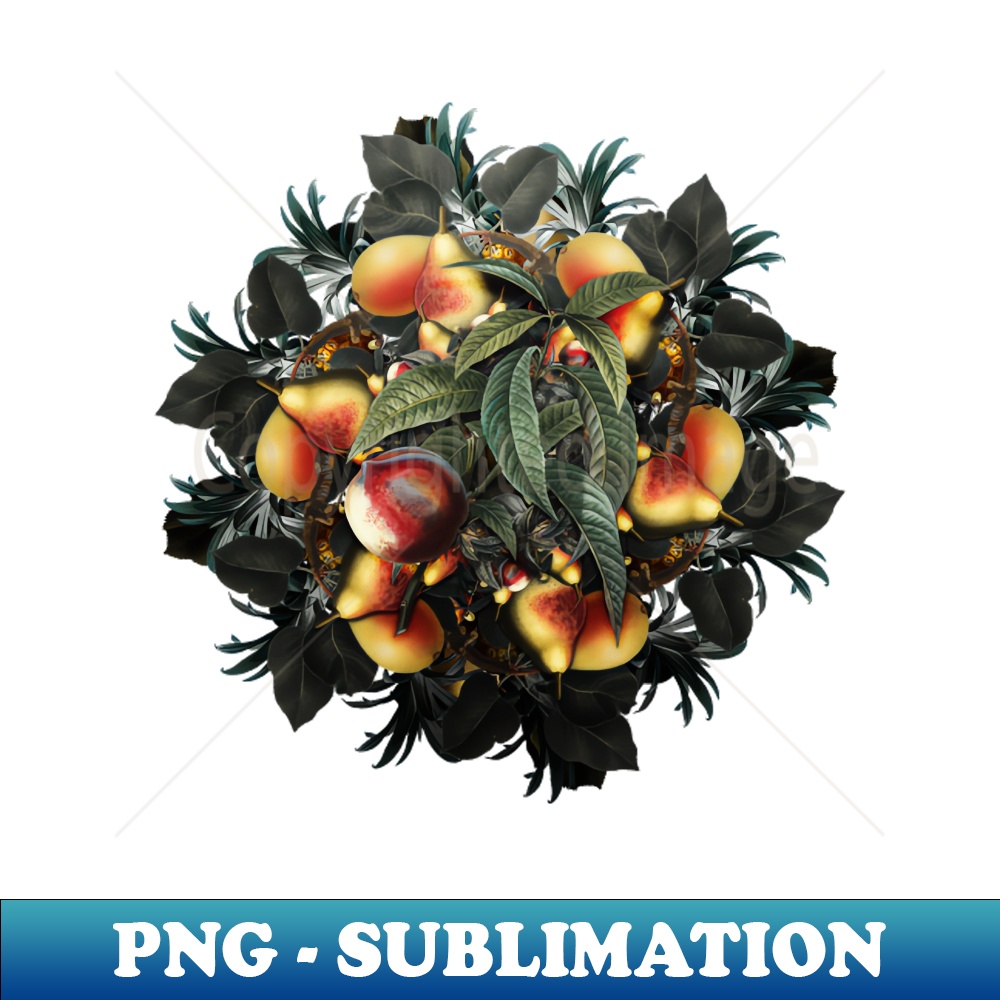 Vintage Peach Fruit Wreath - Premium Sublimation Digital Download