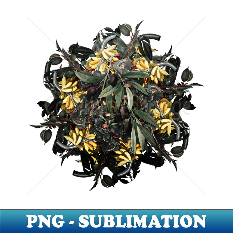 Vintage Olive Tree Branch Fruit Wreath - Unique Sublimation PNG Download