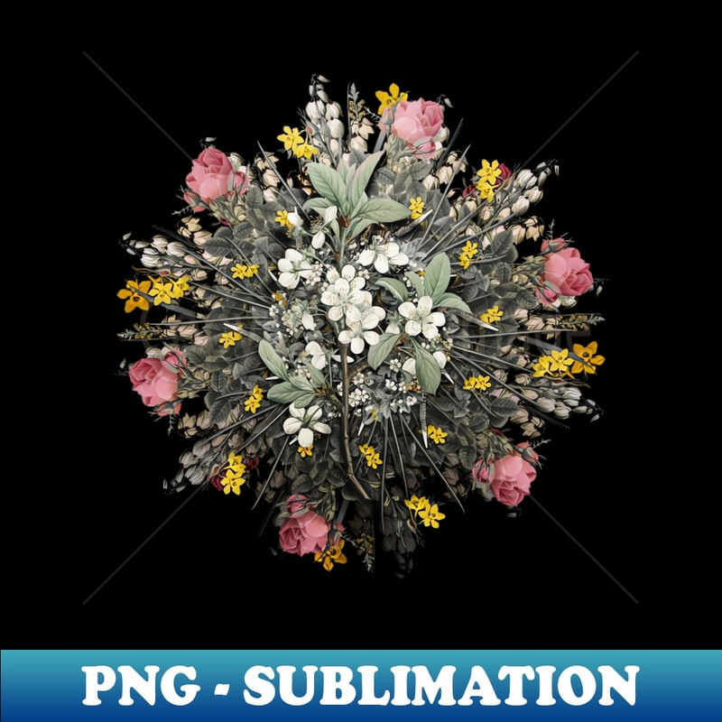 Vintage White Plum Flower Wreath - PNG Transparent Digital Download File for Sublimation