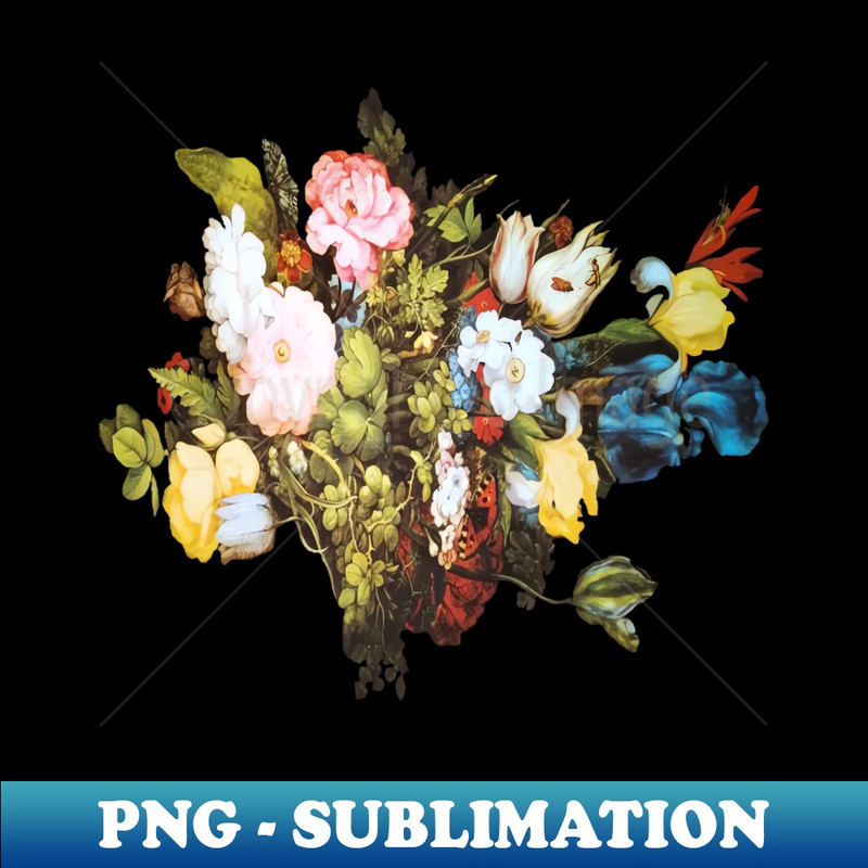 Art Floral Deco. Collection Of Flowers With Butterfly - Modern Sublimation PNG File