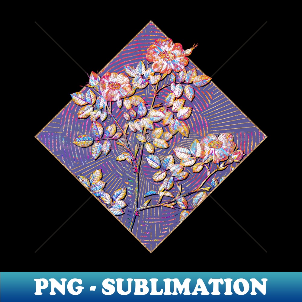 Blooming Rose Corymb Floral Rainbow Mosaic on Veri Peri - Unique Sublimation PNG Download
