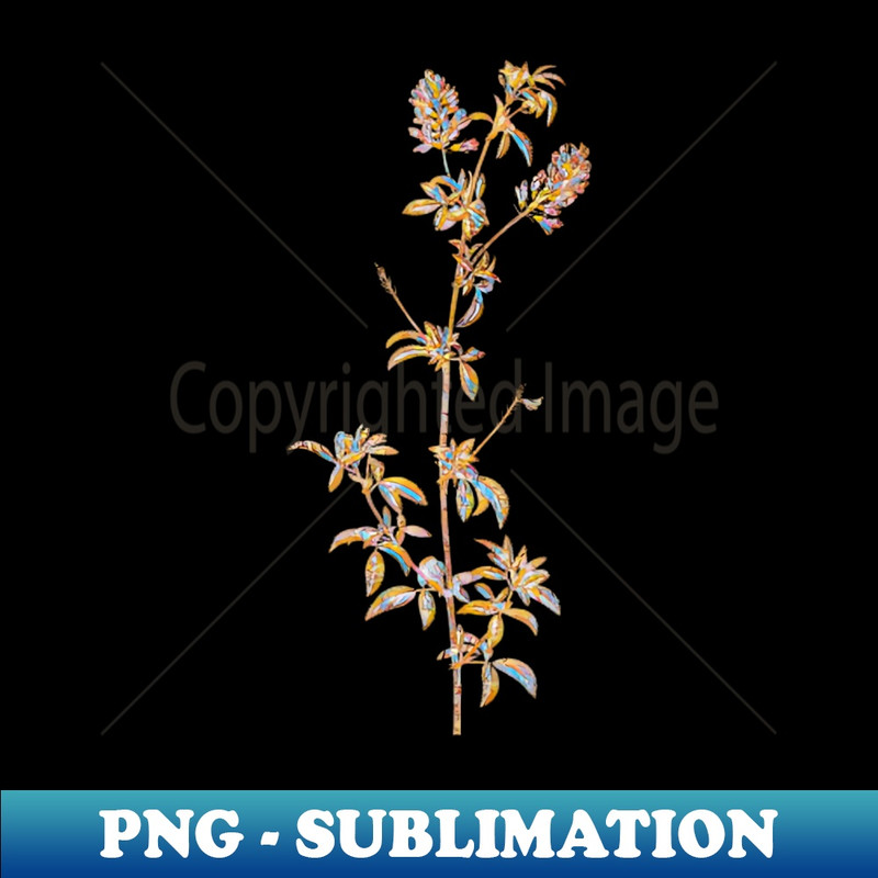 Gold Prism Mosaic Spanish Clover Bloom Botanical Illustration - Creative Sublimation PNG Download