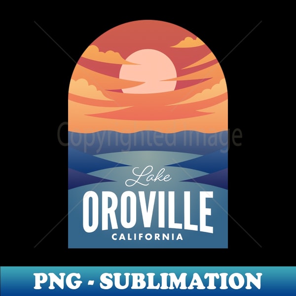 Lake Oroville CA Retro Sunset - PNG Transparent Sublimation File