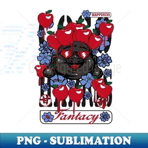 Black face man holding apples on his head - Sublimation-Ready PNG File