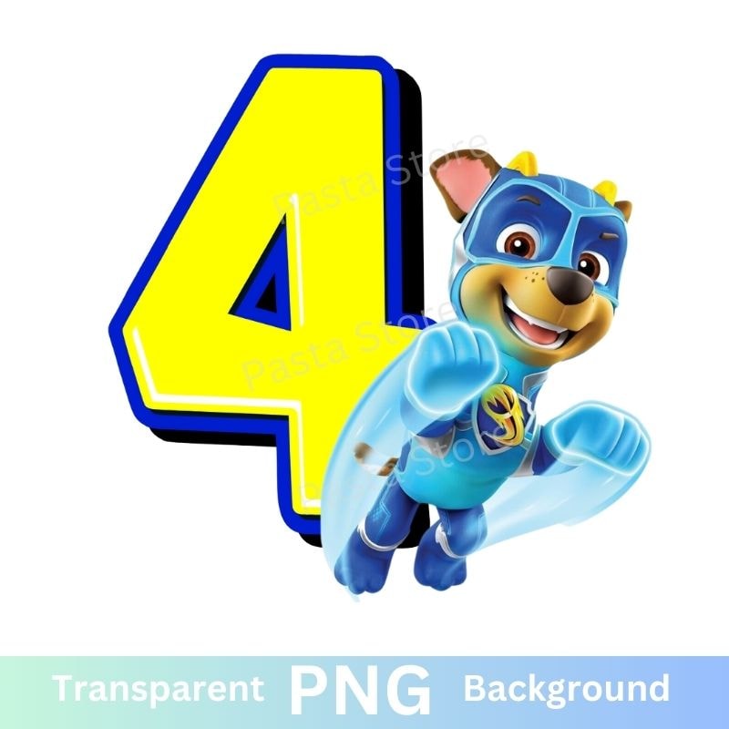 Paw Patrol Chase 4th Birthday Four PNG.jpg