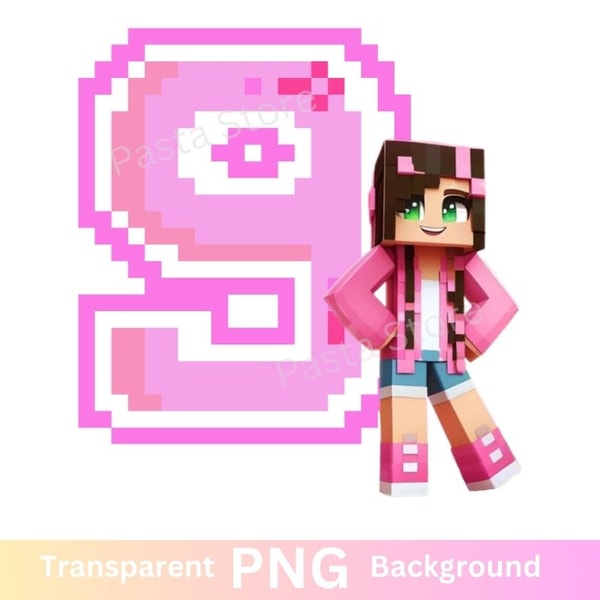 Minecraft Girl 9th Birthday PNG image transparent Nine - Inspire Uplift