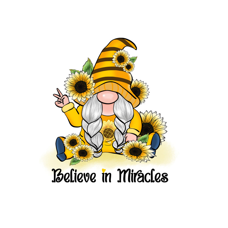 Gnome Sunflower Belive In Miracle SVG Cut File 0