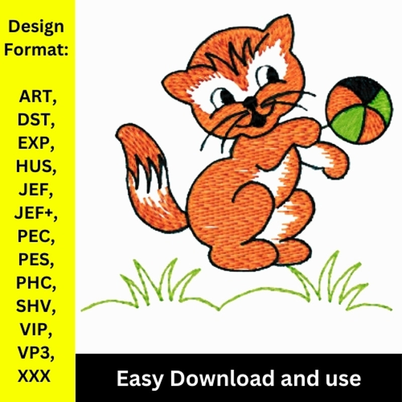 Kitten Playing Machine Embroidery Design Embroidery Design Machine Embroidery Design Cat Embroidery Digital Product 0