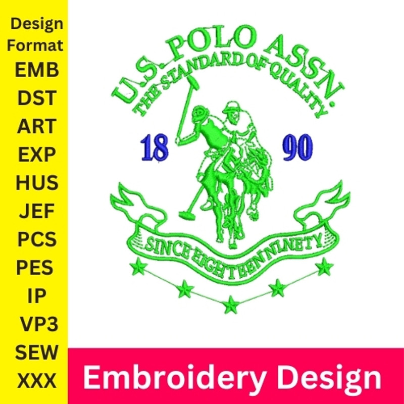 Polo Embroidery Design Horse Embroidery Polo Pattern Horse Logo Polo Embroidery Horseman Digital Download 0