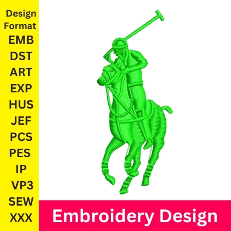 Polo Embroidery Design Horse Embroidery Polo Patterns Horse Logo Polo Embroidery Horseman Digital Download 0