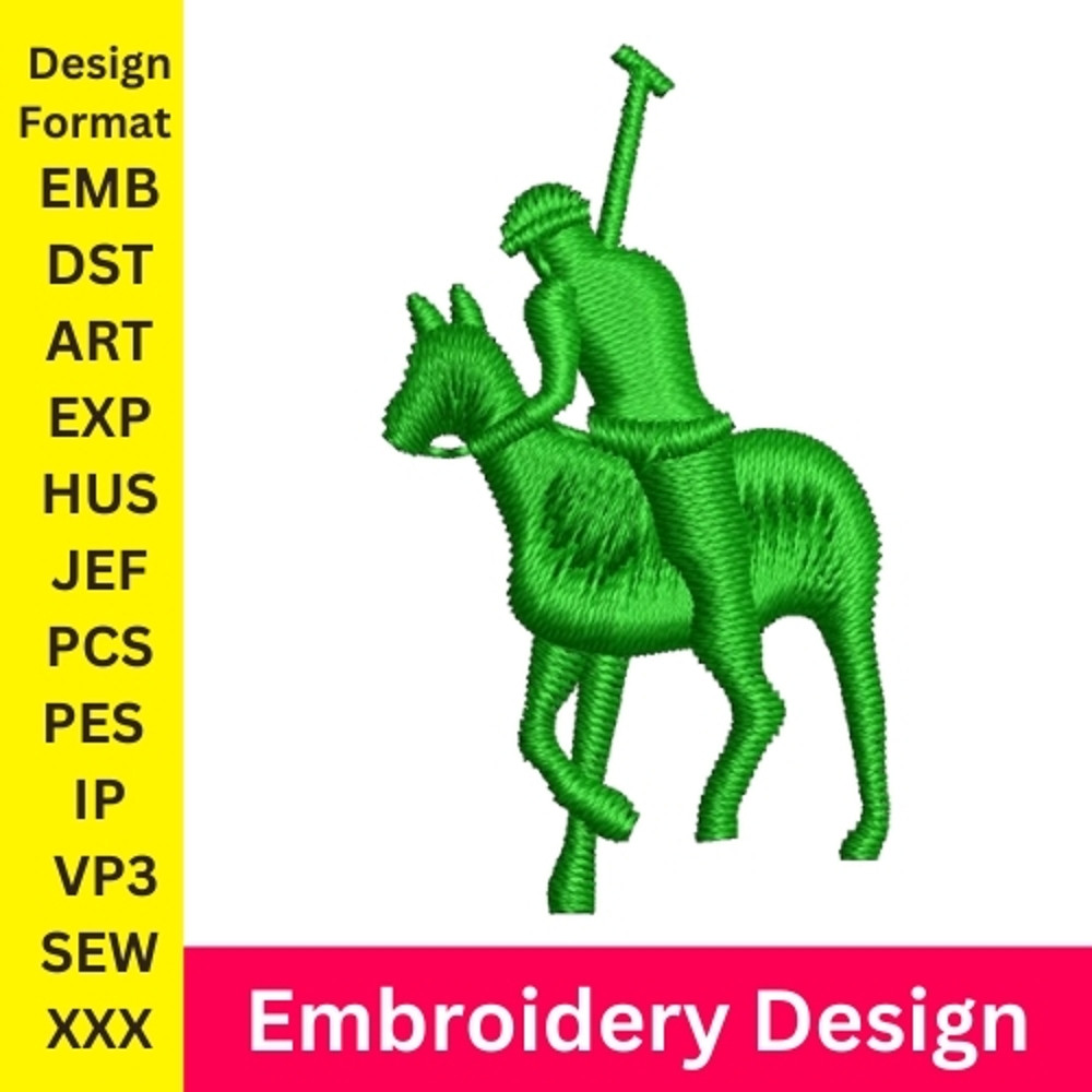 Polo Embroidery Design Horse Embroidery Polo Patterns Horse Logo Polo Embroidery Horseman Digital Product 0