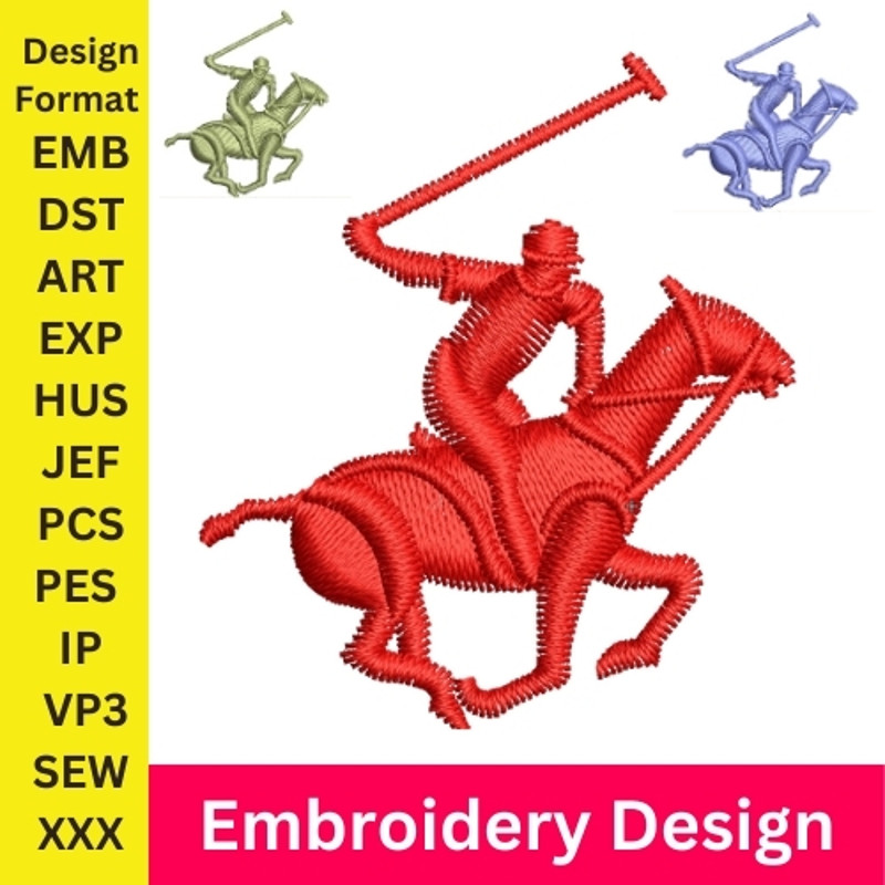 Polo Embroidery Design Horse Logo Polo Embroidery Horseman  Horse Embroidery Polo Pattern  Digital File 0