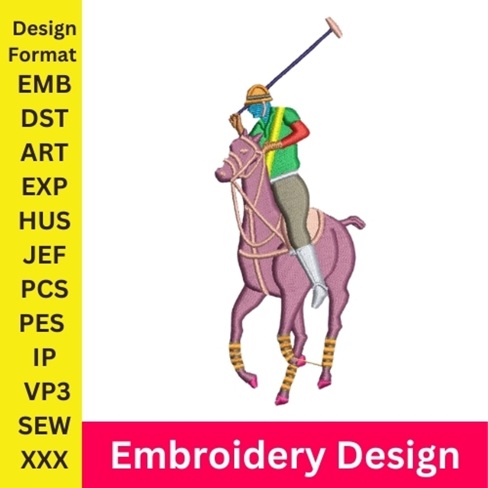 Polo Embroidery Design Horse Logo  Polo Embroidery Horseman  Horse Embroidery Polo Pattern  Digital File 1