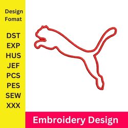puma logo embroidery design, digital file, machine embroidery, puma stitch pattern, sport logo embroidery , puma embroid