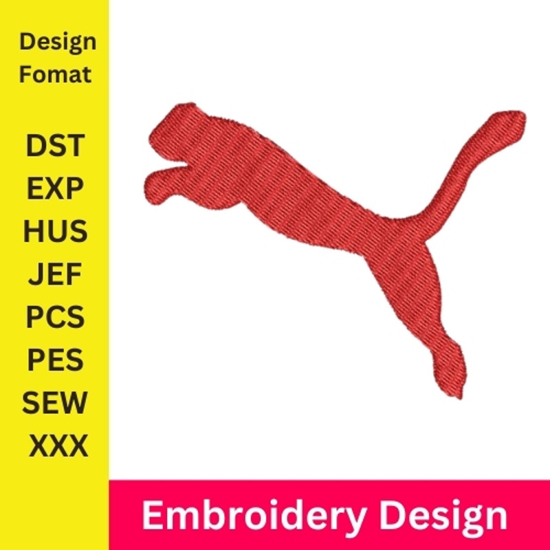 Puma Logo Embroidery Design Digital File Machine Embroidery Puma Stitch Pattern Sport Logo Embroidery  Puma Logo 0