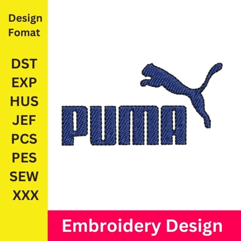 Puma Logo Embroidery Design Digital File Machine Embroidery Puma Stitch Pattern Sport Logo Embroidery  Puma Logo 0