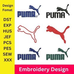 puma logo embroidery bundle, digital file, machine embroidery, puma stitch pattern, sport logo embroidery ,