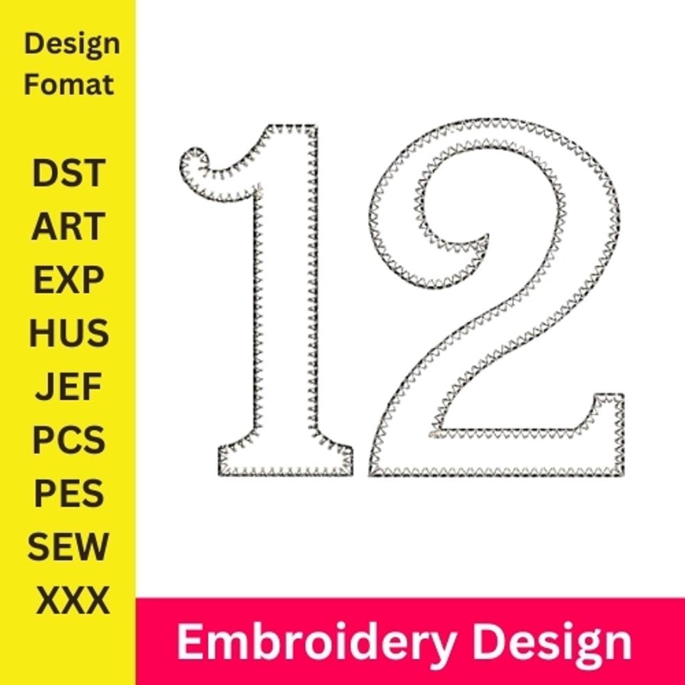 Embroidery Numbers Embroidery Design 12 Number Machine Embroidery Pattern Number Embroidery New Number Numbers 0
