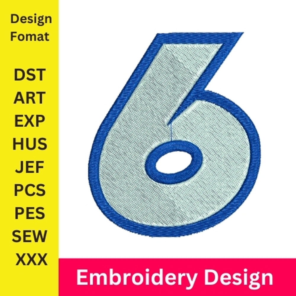 Embroidery Numbers Embroidery Design 6 Number Machine Embroidery Pattern Number Embroidery Number   0