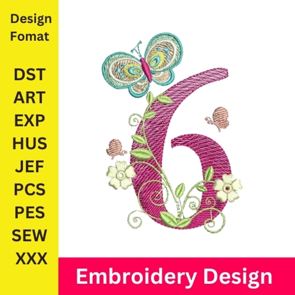 Embroidery Numbers Embroidery Design 6 Number Machine Embroidery Pattern Number Embroidery Number   0