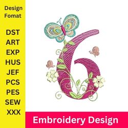 embroidery numbers, embroidery design, 6 number, machine embroidery pattern, number embroidery, number , embroidery 6