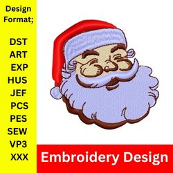 santa claus head embroidery design, embroidery design, santa, christmas santa, christmas, vintage santa, santa embroider