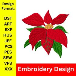 christmas poinsetta embroidery design, embroidery design, embroidery design, christmas santa, christmas,