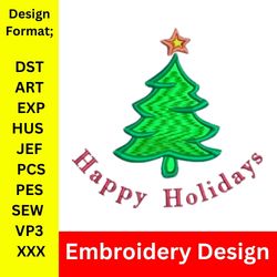 happy holiday christmas, christmas embroidery design, embroidery design, christmas tree , christmas , happy holiday,