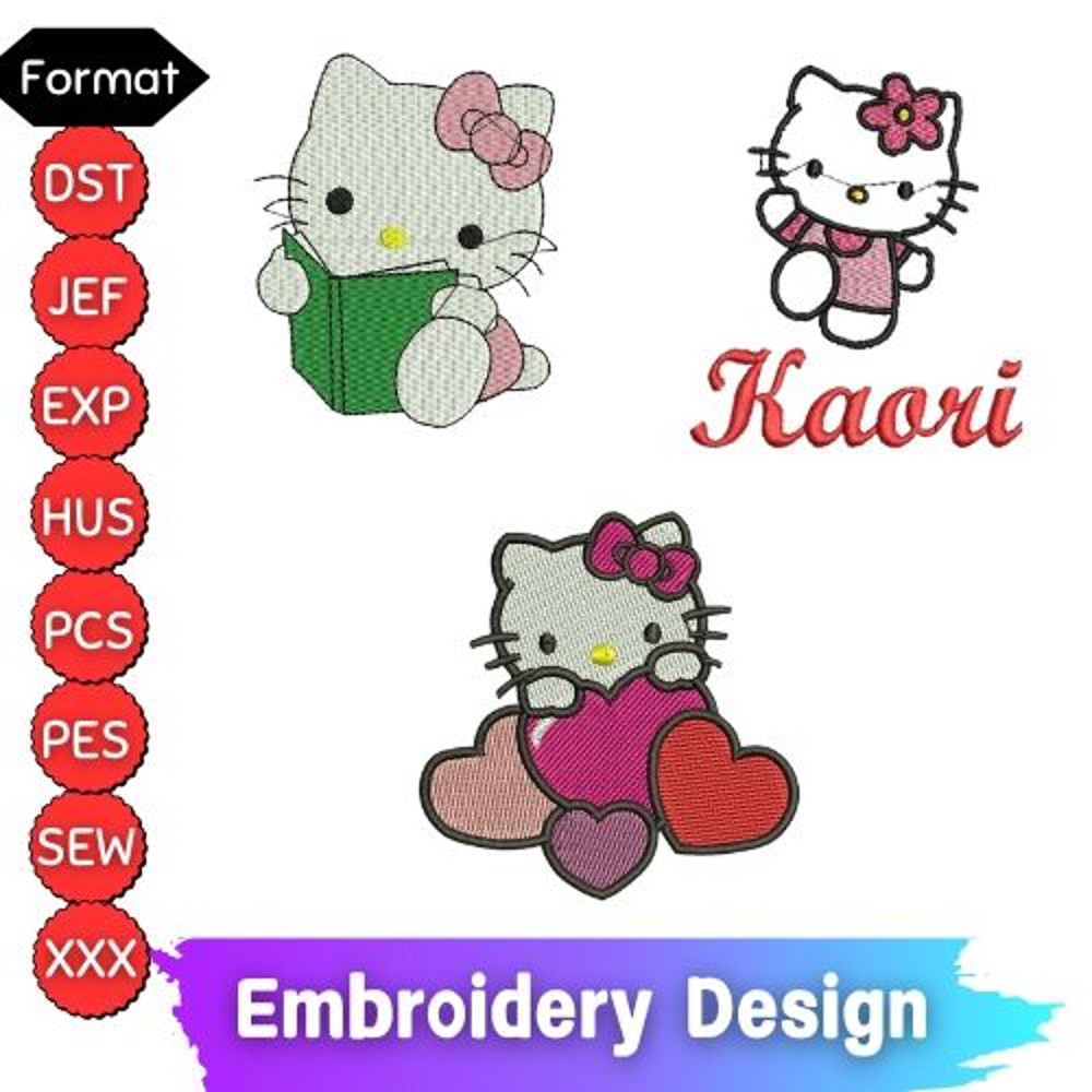 Hello Kitty Bundle Hello Kitty Embroidery Design Hello Kitty Embroidery Embroidery File Anime Embro 0