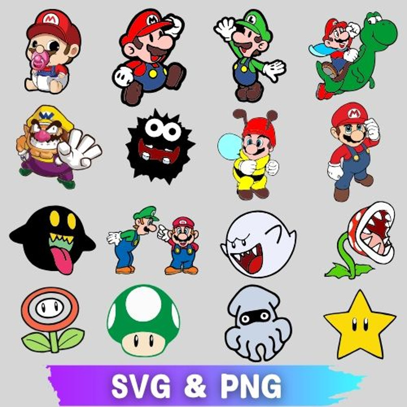 Mario Bundle SVG Uper Mario Bundle SVG Mario PNG Mario Bros SVG Super Mario Mario Mario Bundle SVG  0