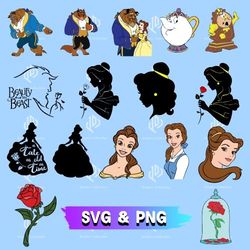disney princess svg bundle, beauty and beast svg bundle, belle png clipart, beauty and the beast svg, disney svg