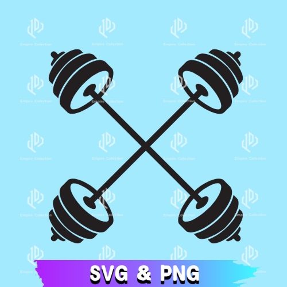 Crossed Barbells Monogram SVG Crossed Barbells SVG Crossed SVG Weight SVG Bodybuilding SVG Vector C 0