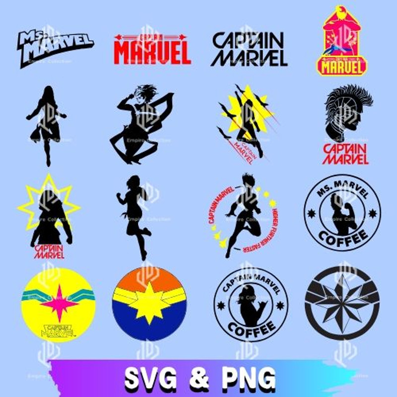 Captain Marvel SVG Bundle Marvel Avengers Vector Bundle Captain Marvel Logo SVG PNG Avengers Logo S 0