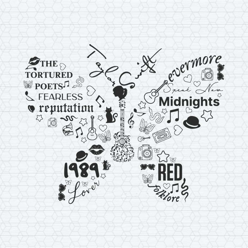 Taylor Swift Album Small Butterfly Guitar SVG.jpg