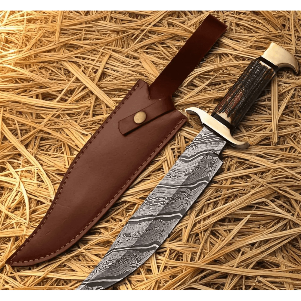 Buy Copper Damascus Hunting Bowie Knife