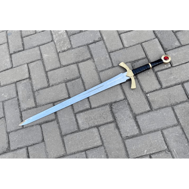 Goldryn Sword Replica Regal Ruby Inlay Fantasy Weapon Collector Display Piece 0