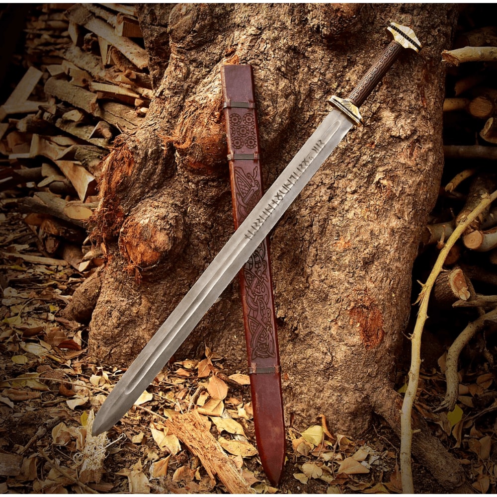 Viking Sword Double Edge Carbon Steel Blade Birthday Holiday Gift Hunter Lover BF GIFT 1