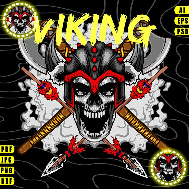 Viking Skull  Vector TShirt Design  AI EPS PSD PDF DXF SVG WEBP JPG PNG  0