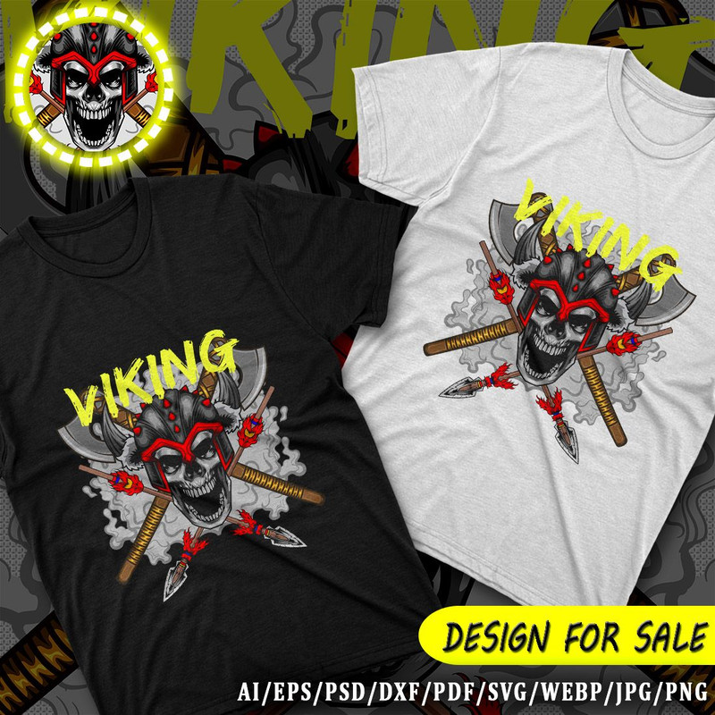 Viking Skull  Vector TShirt Design  AI EPS PSD PDF DXF SVG WEBP JPG PNG  1