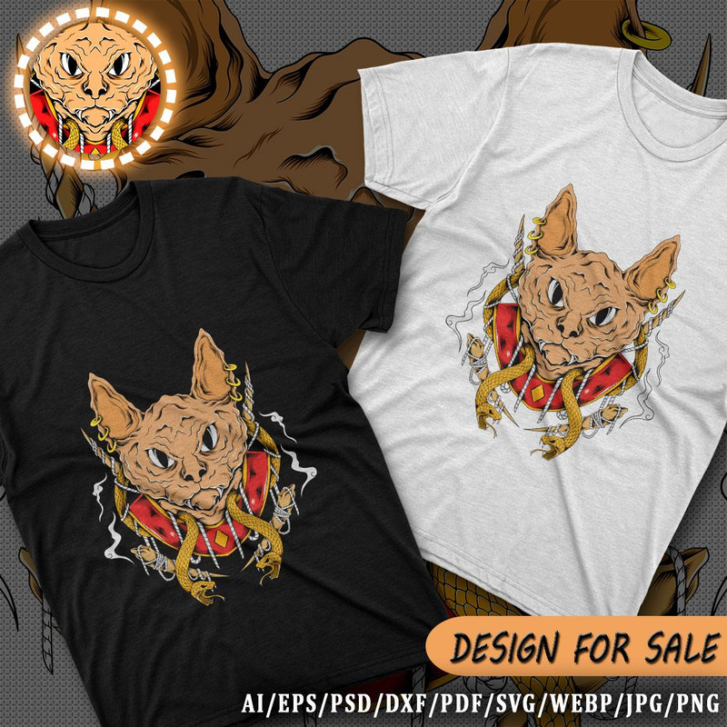 Egyptian Cat Vector TShirt Design AI EPS PSD PDF DXF SVG WEBP JPG PNG 1