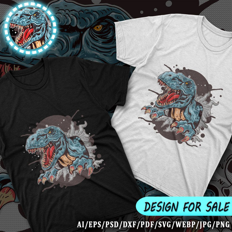 Angry Dinosaur Vector TShirt Design AI EPS PSD PDF DXF SVG WEBP JPG PNG 1
