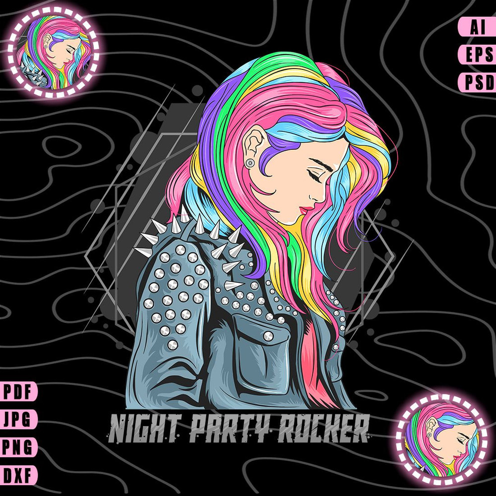 Night Party Rocker Vector TShirt Design AI EPS PSD PDF DXF SVG WEBP JPG PNG 0