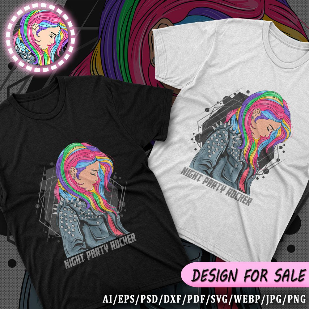 Night Party Rocker Vector TShirt Design AI EPS PSD PDF DXF SVG WEBP JPG PNG 1